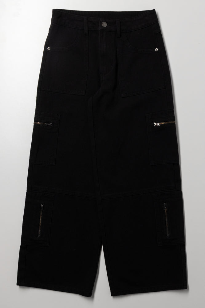 Cargo Denim Pants Black