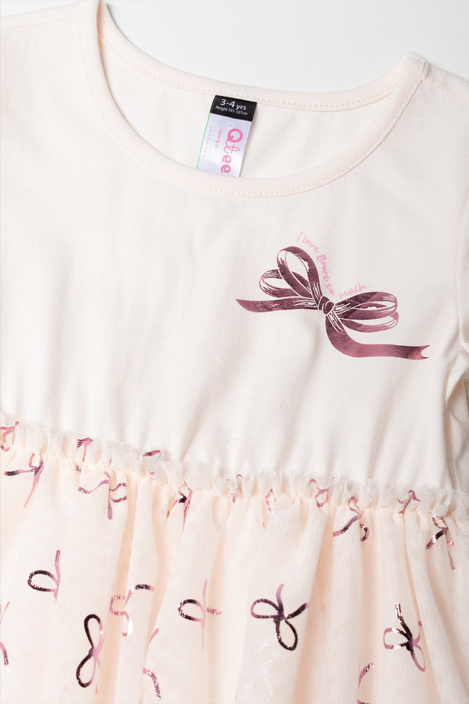 Bow Tulle Dress Cream (1)