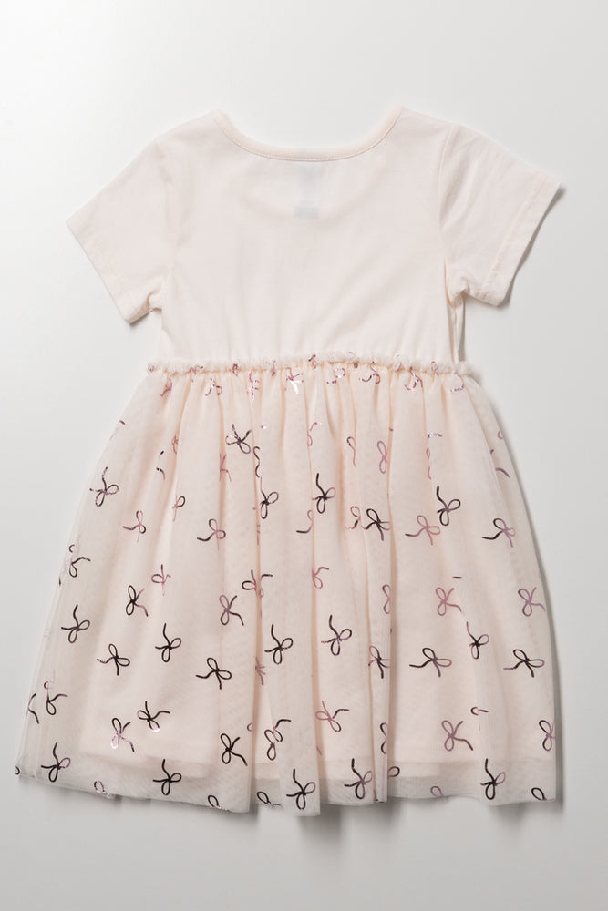 Bow Tulle Dress Cream (2)
