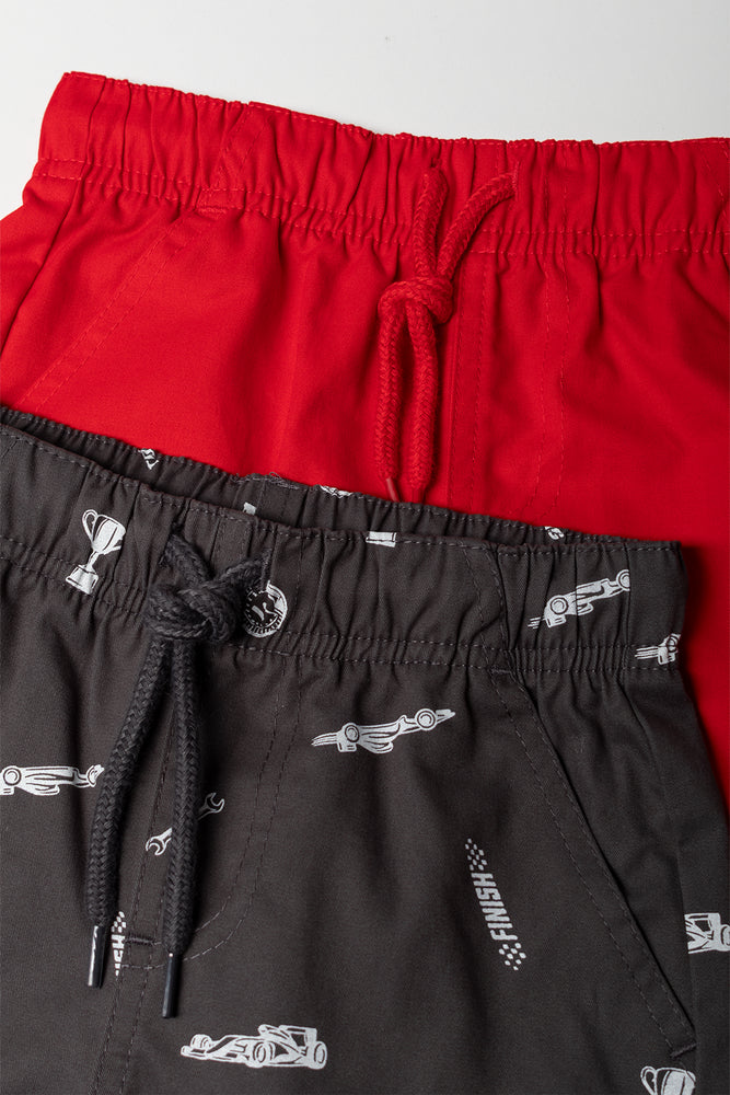 2 Pack Red Charcoal Woven Shorts (1)