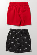 2 Pack Red Charcoal Woven Shorts (2)