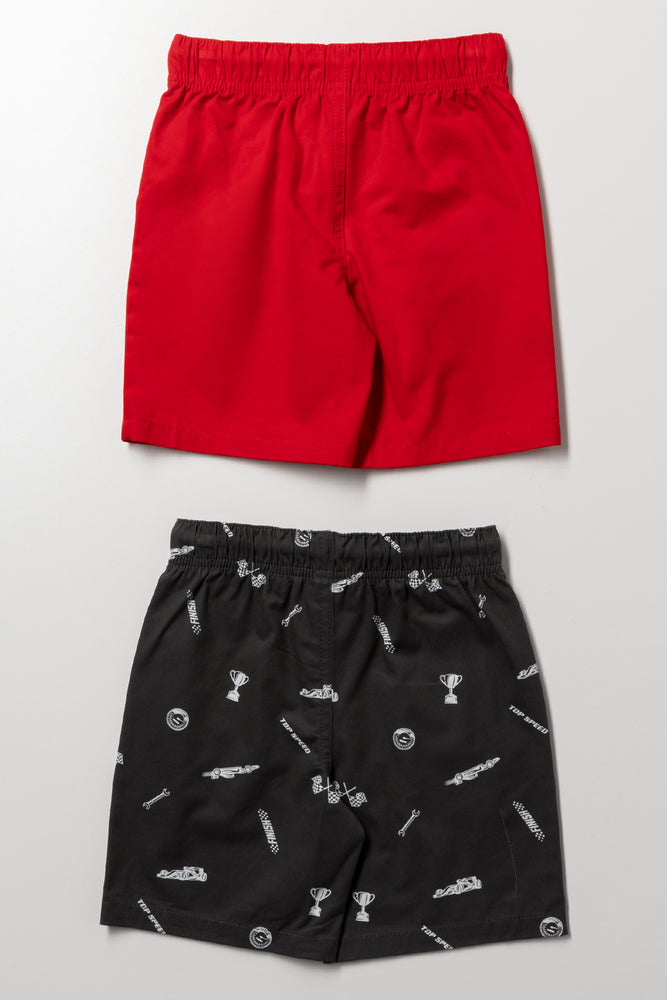 2 Pack Red Charcoal Woven Shorts (2)