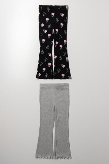 2 Pack Flare Leggings Black And Grey