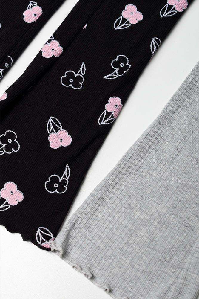 2 Pack Flare Leggings Black And Grey (1)