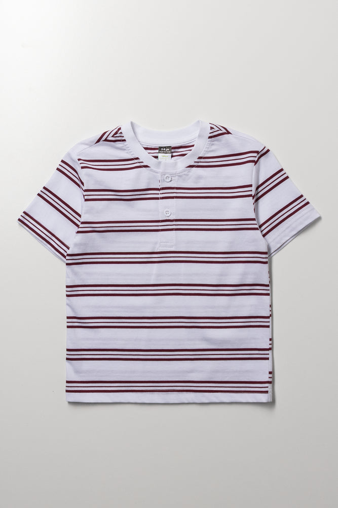 Striped Short Sleeve Henley T-Shirt