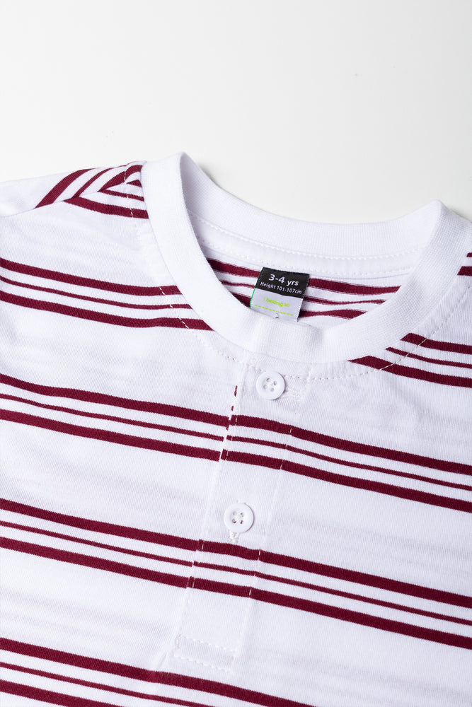 Striped Short Sleeve Henley T-Shirt (1)