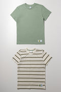 Green Striped 2 Pack T-Shirts