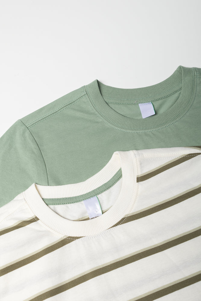 Green Striped 2 Pack T-Shirts (1)