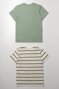 Green Striped 2 Pack T-Shirts (2)