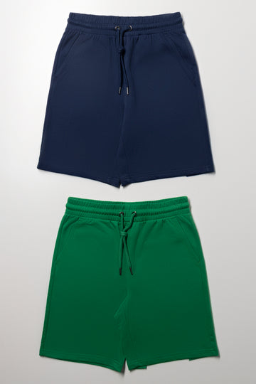 2 Pack Knit Shorts Navy & Green