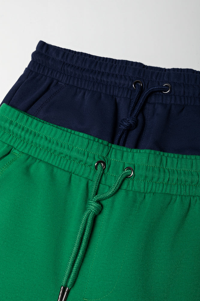 2 Pack Knit Shorts Navy & Green (1)