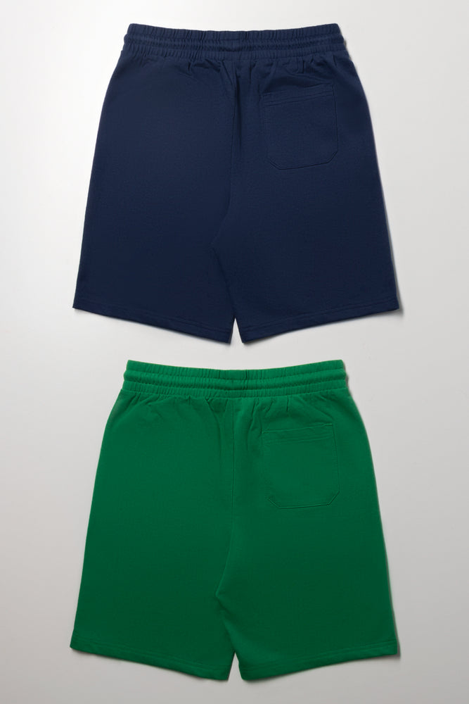 2 Pack Knit Shorts Navy & Green (2)