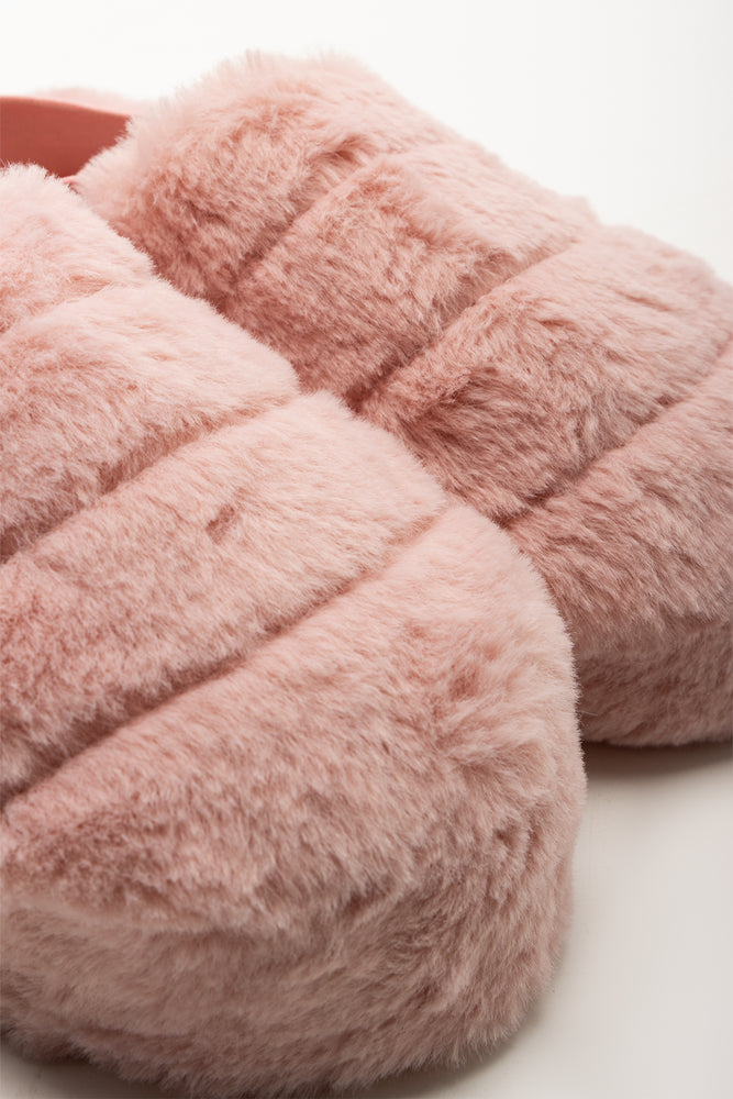 Plush Sling Back Slippers Dusty Pink (2)