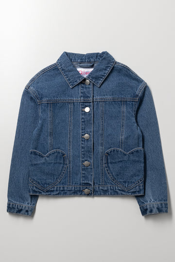 Denim Jacket with Heart Pockets