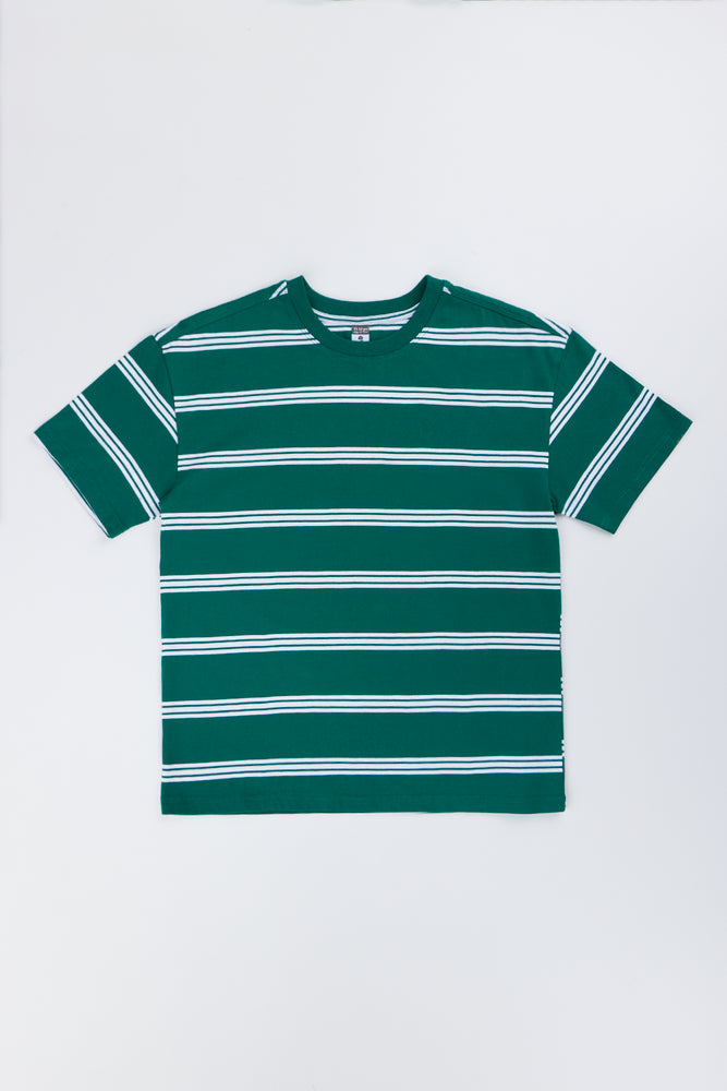 Green Striped Short Sleeve T-Shirt