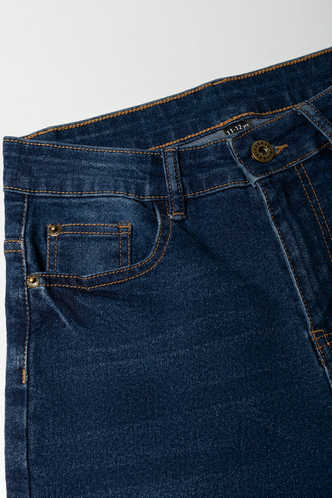 Indigo Denim Folded Hem Shorts (1)