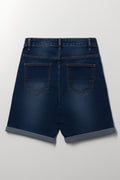 Indigo Denim Folded Hem Shorts (2)