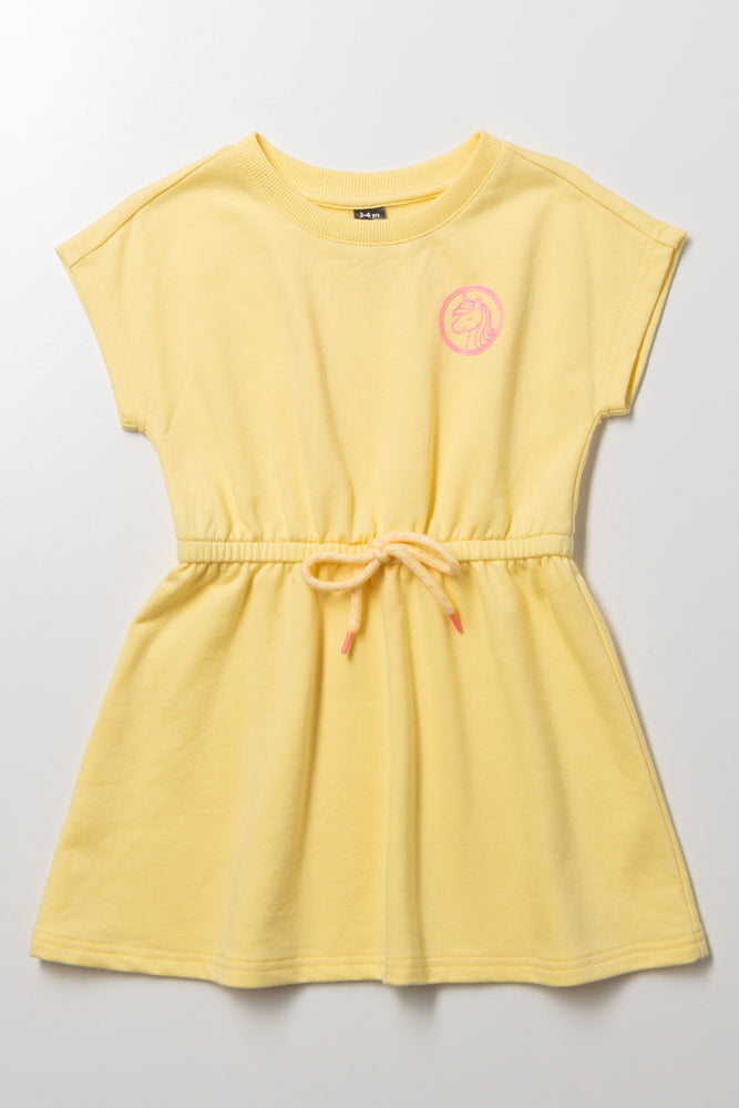 Yellow Unicorn Fleece Casual Dress
