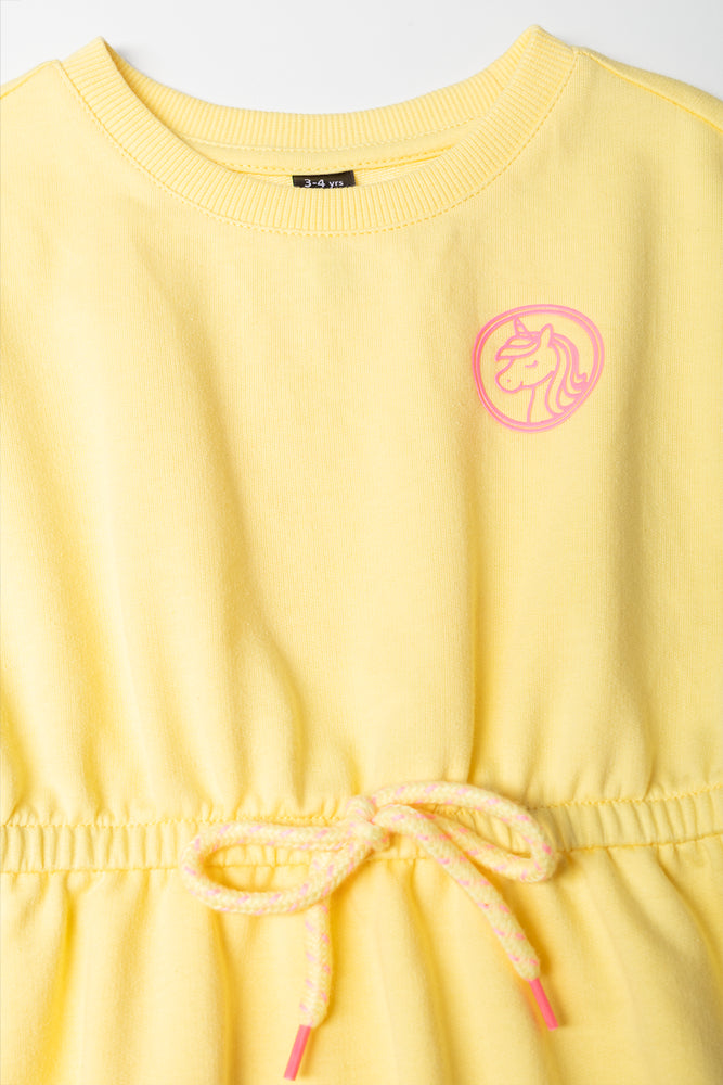 Yellow Unicorn Fleece Casual Dress (1)