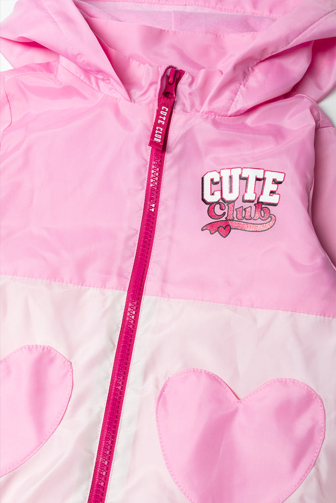 Pink Heart Detail Colourblock Windbreaker (1)