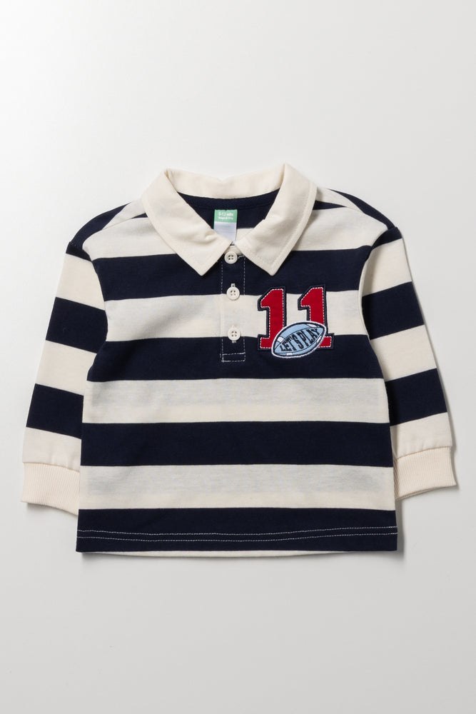 Navy Stripe Long Sleeve Golfer