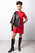 Red Pintuck T-Shirt Dress