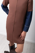 Chocolate Brown Pintuck T-Shirt Dress (2)