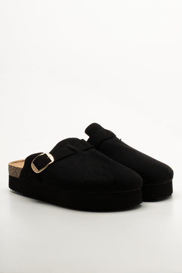 Buckle Mules Black