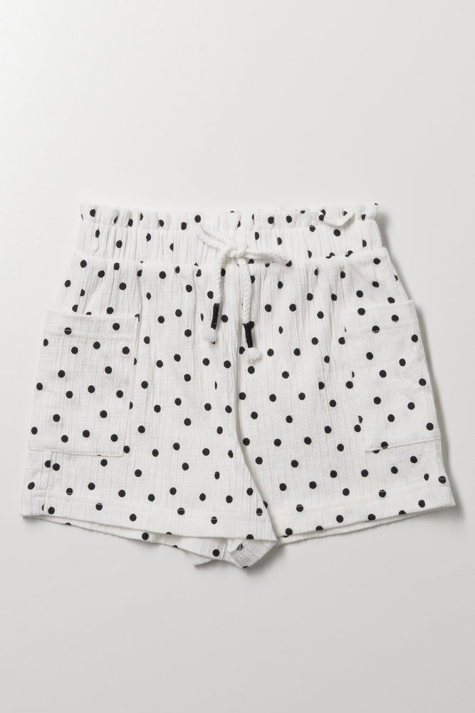 Spot Textured Shorts White