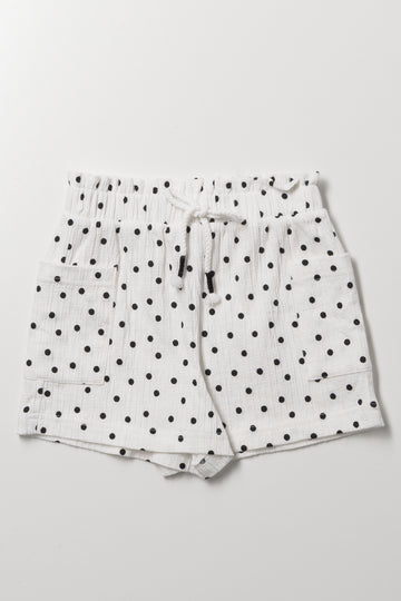 Spot Textured Shorts White