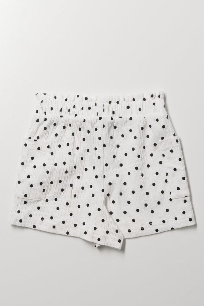 Spot Textured Shorts White (2)