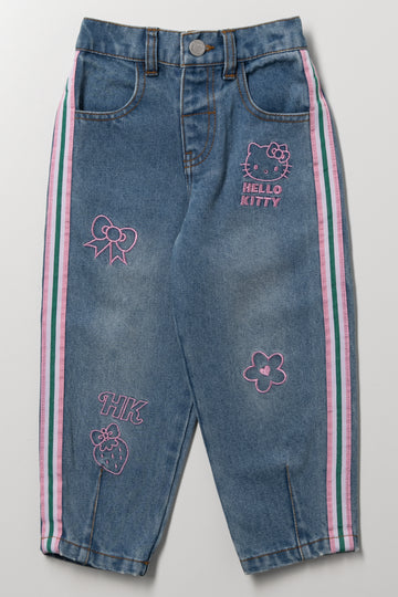 Hello Kitty Side Stripe Barrel Denim Jeans Blue