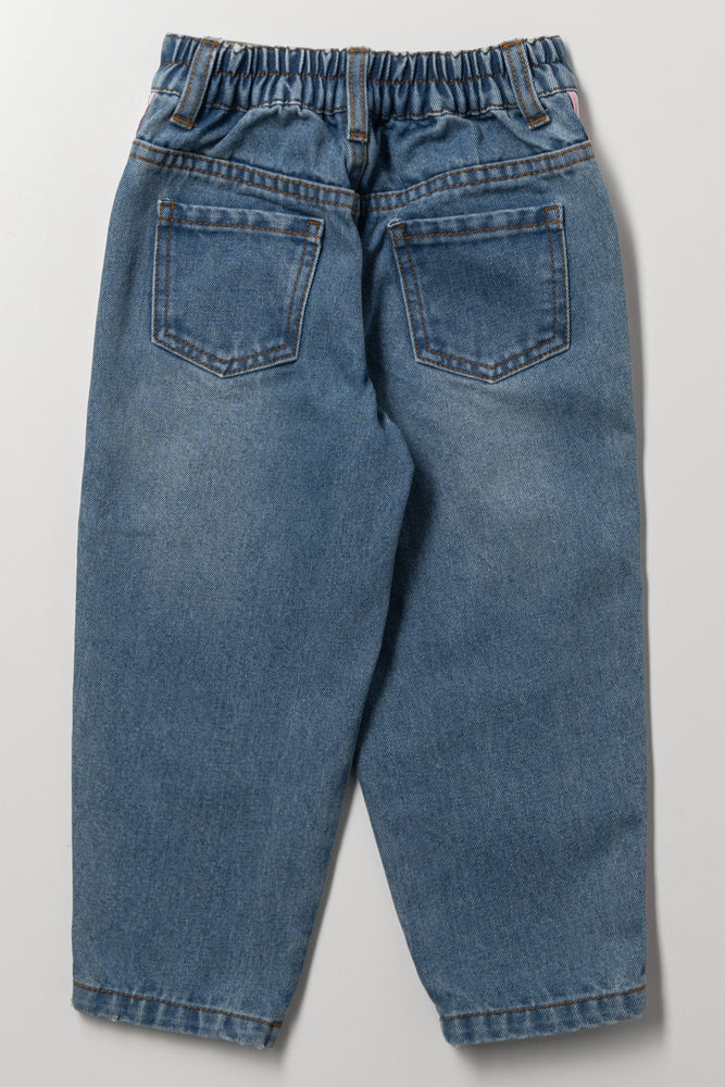 Hello Kitty Side Stripe Barrel Denim Jeans Blue (3)