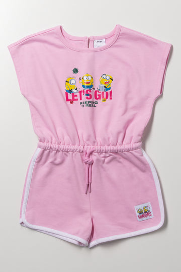Pink Minions Graphic Fleece Shortall