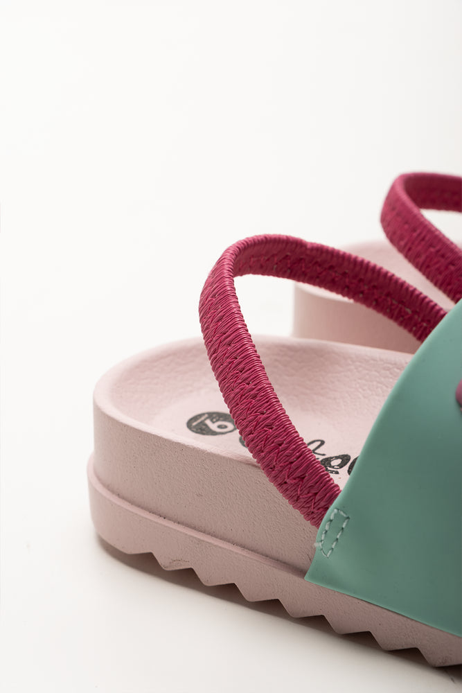 Girls Butterfly Pink Aqua Slides (3)