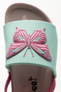 Girls Butterfly Pink Aqua Slides (4)