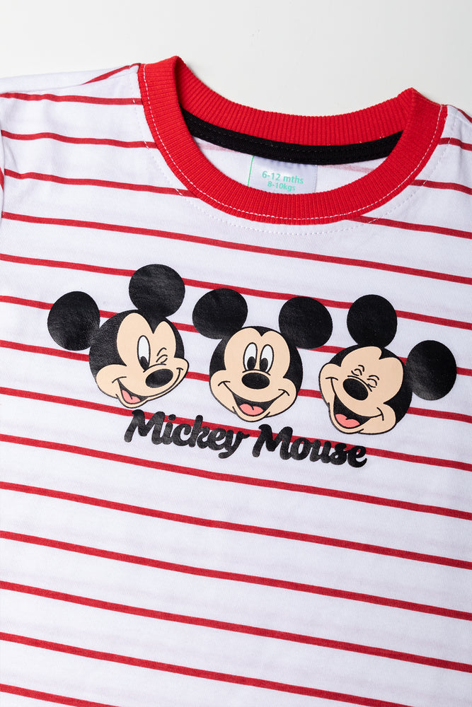 Striped Mickey Mouse Baby T-Shirt (1)