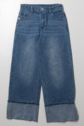 Denim Jeans with Diamante Turn Up