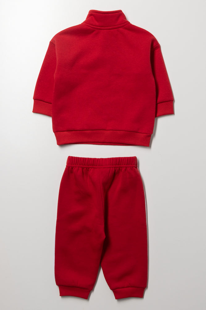 Colourblock Quarter Zip Tracksuit Red (2)