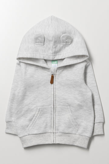 Zip Through Grey Melange Tracktop