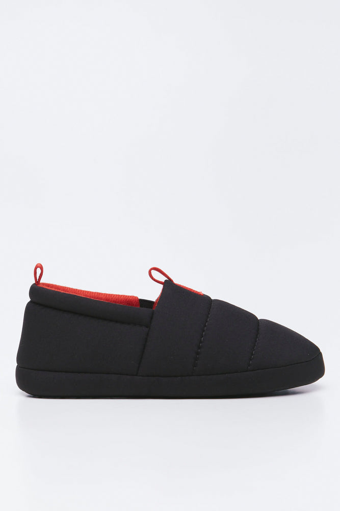 Black Quilted Slip On Slippers (1)