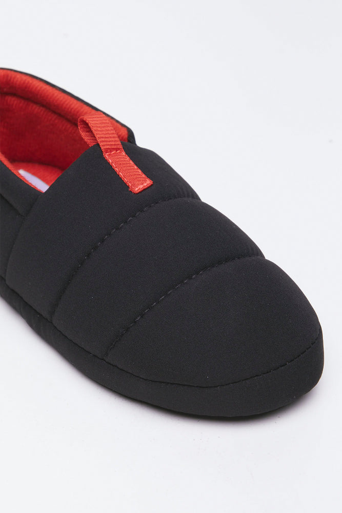 Black Quilted Slip On Slippers (2)