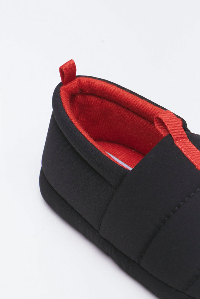 Black Quilted Slip On Slippers (3)