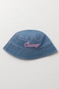 Denim Cutey Embroidered Bucket Hat