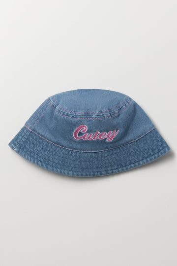Denim Cutey Embroidered Bucket Hat