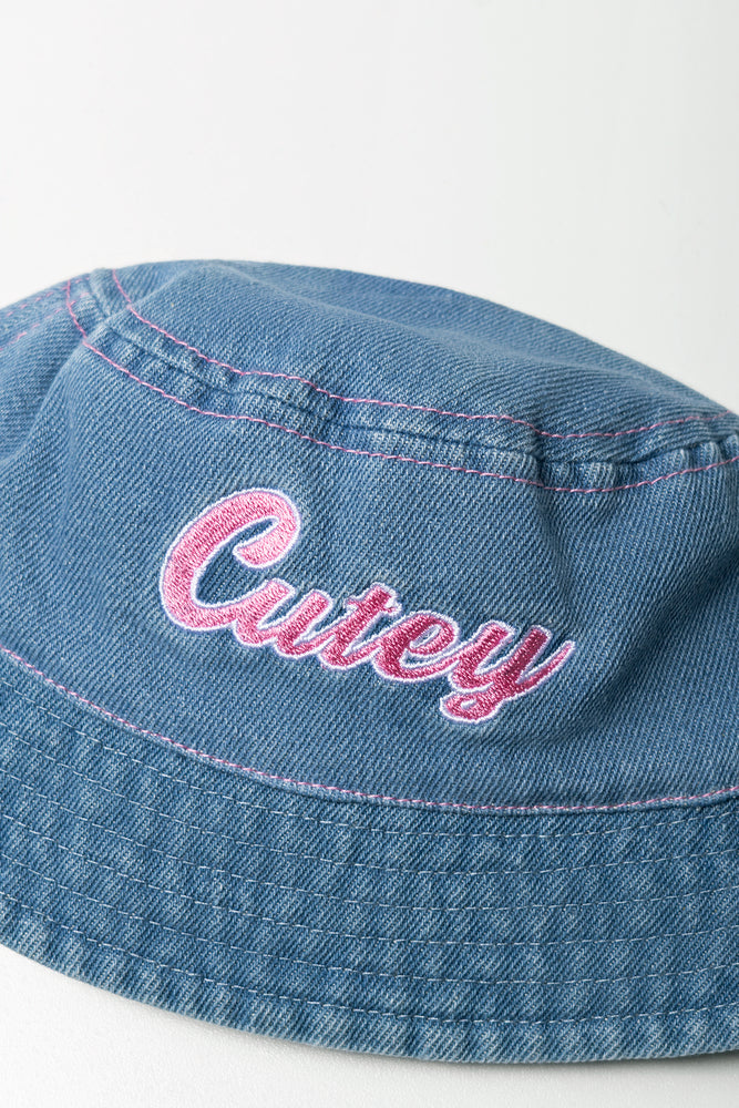 Denim Cutey Embroidered Bucket Hat (1)