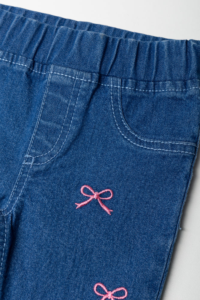 Bow Embroidered Flare Leg Jegging (1)