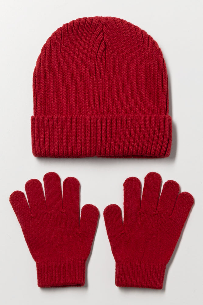 2 Piece Hat Set Red