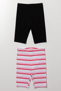 Girls Striped And Black Leggings