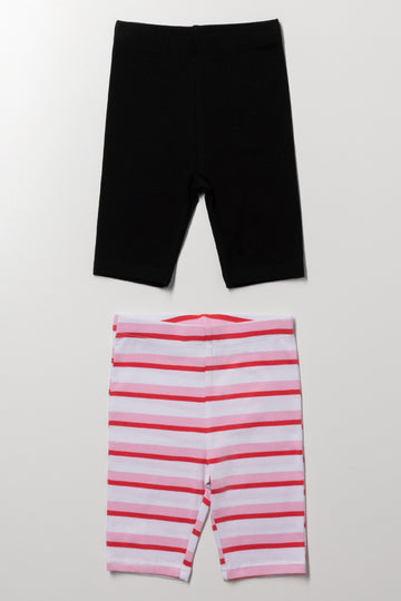 Girls Striped And Black Leggings